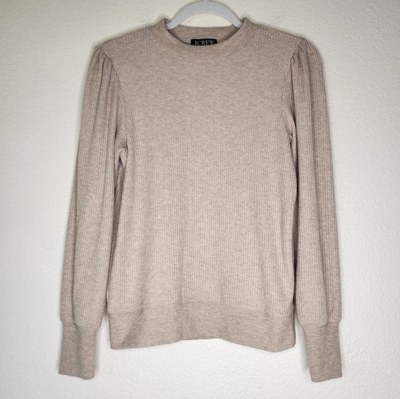 J.Crew Brushed Ribbed Puff-Sleeve Crewneck Sweater S - Picture 1 of 7